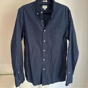 Men’s JCrew Casual Slim Fit Stretch organic cotton polka dot shirt dark blue M